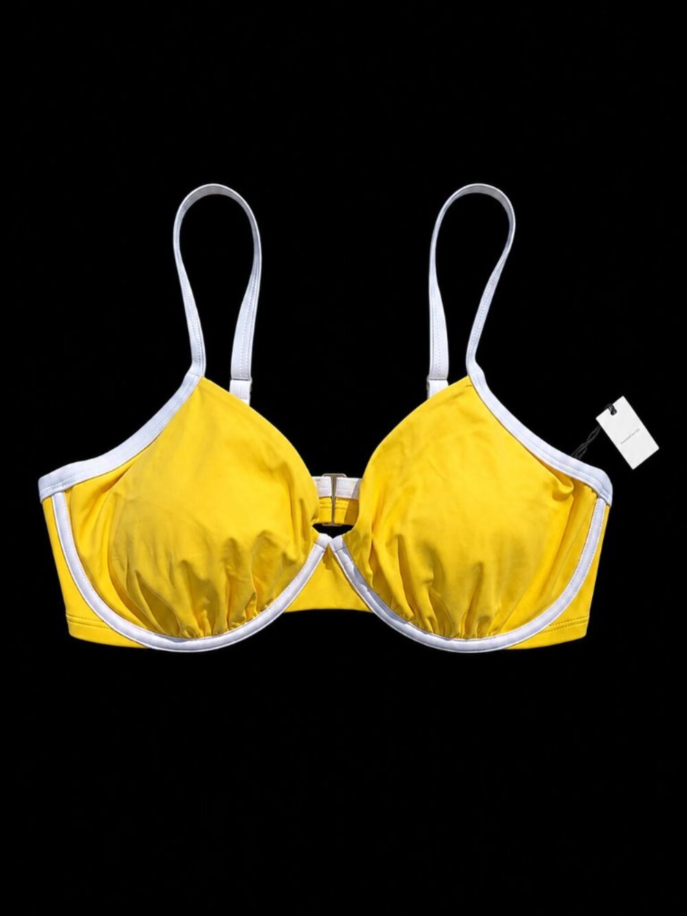 Shade & Shore Women’s Yellow Underwire Bikini Top White Trim, 36B